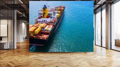 Container Ship Vessel Cargo Carrier. import export logistic and export products worldwide Wall mural