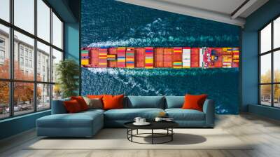 Container Ship Vessel Cargo Carrier. import export logistic and export products worldwide Wall mural