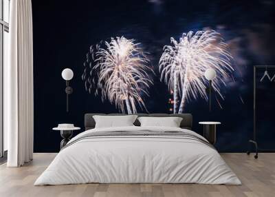 Fireworks on the black sky as background Wall mural