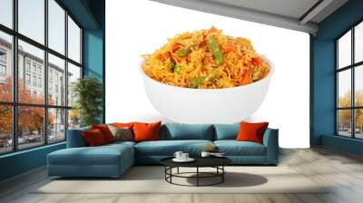 indian vegetable biryani served in white bowl Wall mural