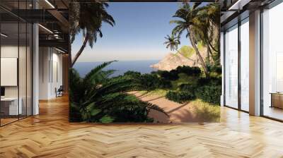 3d rendering concept with tropic island without people with wild nature Wall mural