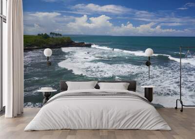 Bali island ocean coast rocks at the location Tanah Lot temple, Indonesia Wall mural