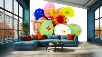 easter eggs with flowers b Wall mural