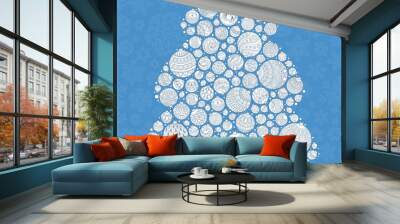 happy new year greeting card. christmas tree from balls illustra Wall mural