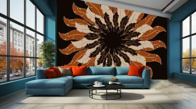 tribal round background with bull skull feather arrows and tradi Wall mural