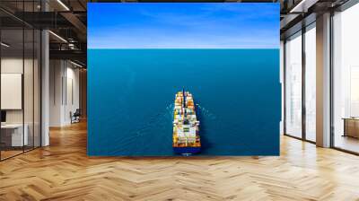 Aerial view of the freight shipping transport system cargo ship container. international transportation Export-import business, logistics, transportation industry concepts	
 Wall mural