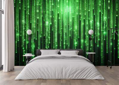 Green binary background. Generative AI Wall mural