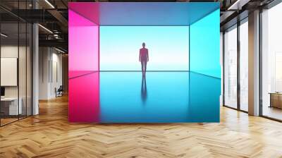 Holographic ad concept presentation, digital creative studio, sleek look Wall mural