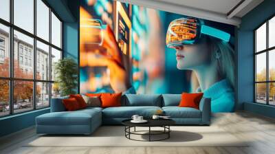 Virtual customer experience, 3D holographic guide, digital shopping journey Wall mural