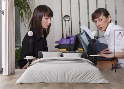 two women gossip in office Wall mural