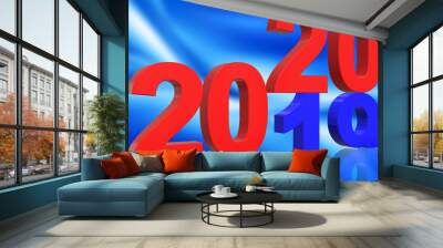 3D Render Turn of the Year 2019-2020 Wall mural