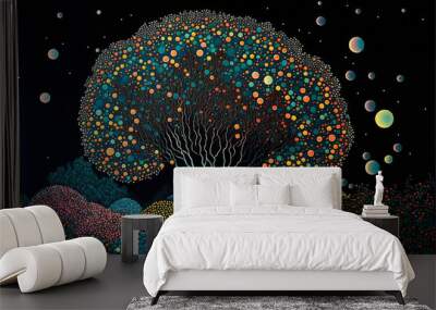 blooming garden at night Wall mural