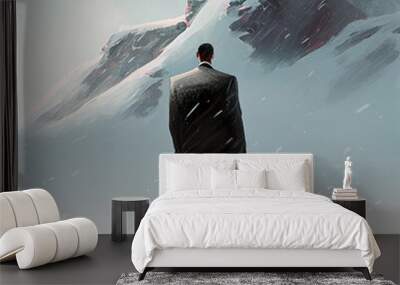 businessman lost in the icy wilderness Wall mural