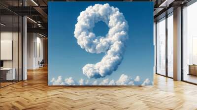 cloud in the shape of the number nine Wall mural