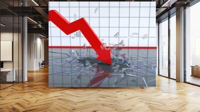 falling chart breaks the bottom Wall mural