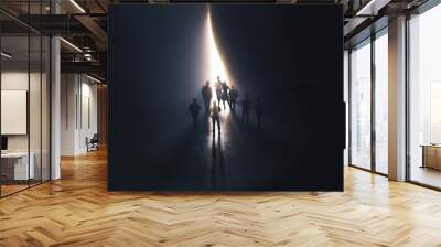 group of people at the door leading to the light Wall mural