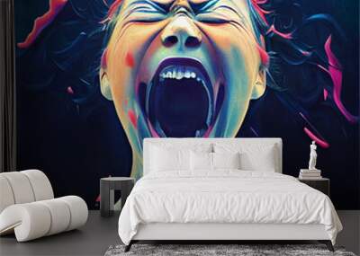 mad screaming woman Wall mural