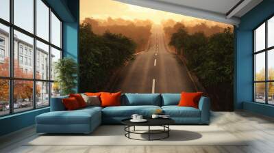 road through the forest Wall mural