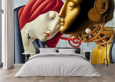 robot kiss Wall mural