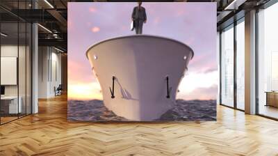 successful businessman standing on the prow of the ship Wall mural