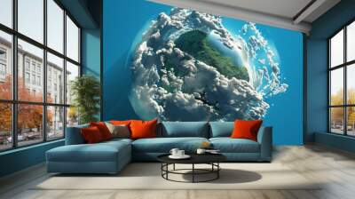 wind turbine on green planet Wall mural