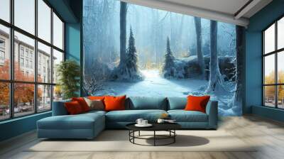 winter forest on christmas eve Wall mural