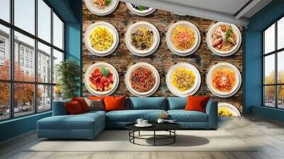 pasta su legno collage Wall mural