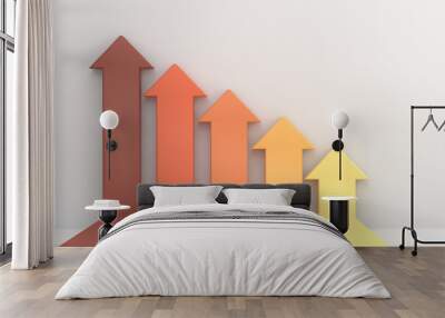 infographics arrows rising on the wall, growth chart or graph investment - booming economic growth Wall mural