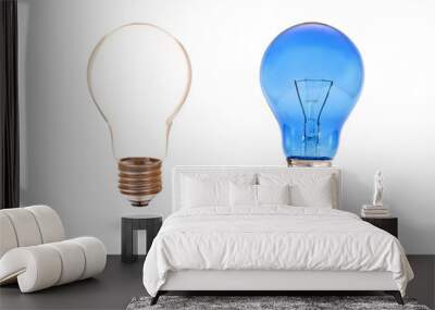 Two light on isolated white background. Wall mural