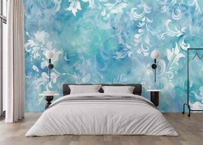 A seamless batik pattern background with a watercolor effect, perfect for adding a soft and dreamy look to designs Wall mural