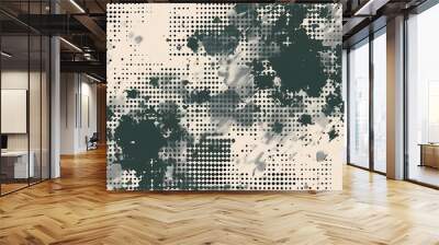 Camouflage texture seamless pattern with grid. Abstract modern endless military background Wall mural