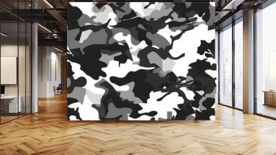 texture military camouflage repeats seamless army black white hunting Wall mural