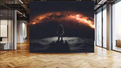 Astronaut doing space walk. Mars exploration. Wall mural