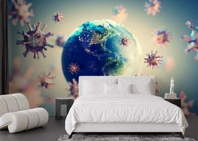 Coronavirus COVID-19 all around the Earth. Wall mural