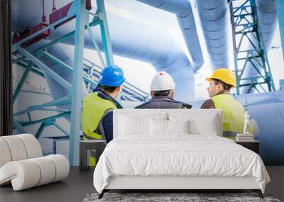 engineers discussing maintenance of a petrochemical plant Wall mural