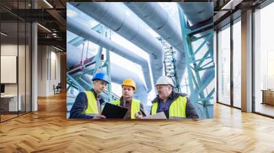 Engineers discussing maintenance of a petrochemical plant Wall mural