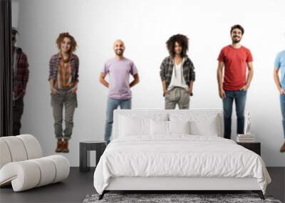 Group, collection of young people adult people. Various men and women isolated on transparent background Wall mural