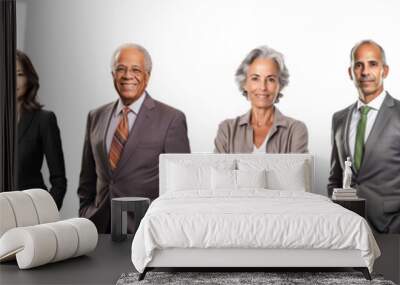 Group of diverse business people isolated on transparent white background. Old and young, various ethnicity Wall mural