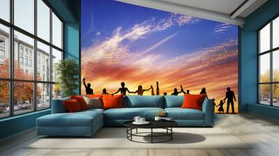 happy group of diverse people, friends, family, team together Wall mural