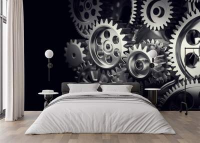 Mechanism, gears and cogs at work. Industrial machinery Wall mural