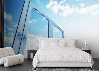 New clear and clean PCV windows on sunny sky Wall mural