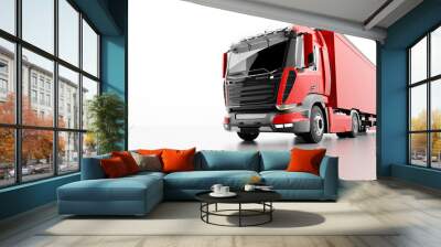 New modern heavy truck isolated on white Wall mural