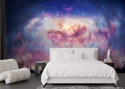 Nght sky with sprial cosmic energy and space nebula Wall mural