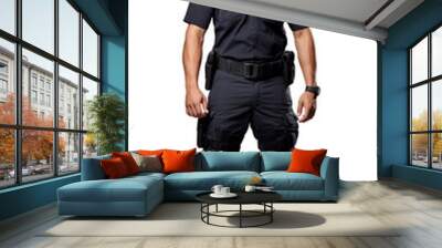 Policeman, a police officer young man isolated on transparent white background Wall mural