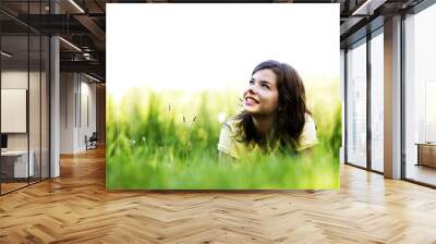 pretty smiling girl relaxing outdoor Wall mural