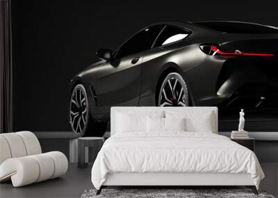 Rear view of modern black premium car in studio light Wall mural