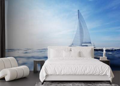 Sailing yacht on the ocean Wall mural