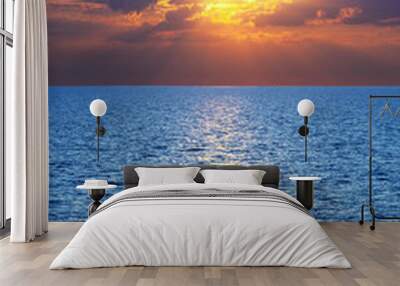 Sea, ocean at colorful sunset Wall mural