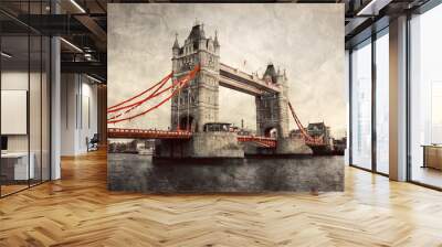 Tower Bridge in London, England, the UK. Vintage style Wall mural