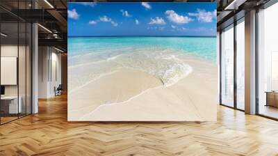 Tropical beach with white sand and clear turquoise ocean. Maldives Wall mural